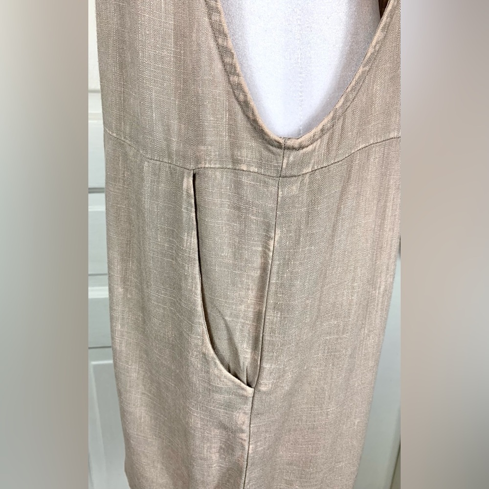 Zenana Ash Mocha Washed Linen Knot Strap Rompers - NWT - Pockets - Picture 6 of 11